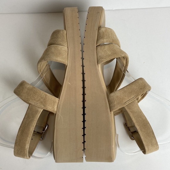 Vince Skylar Sandals Sz 10 Dune Beige Neutral Suede Elevated Basic Quiet Luxury - Picture 6 of 15